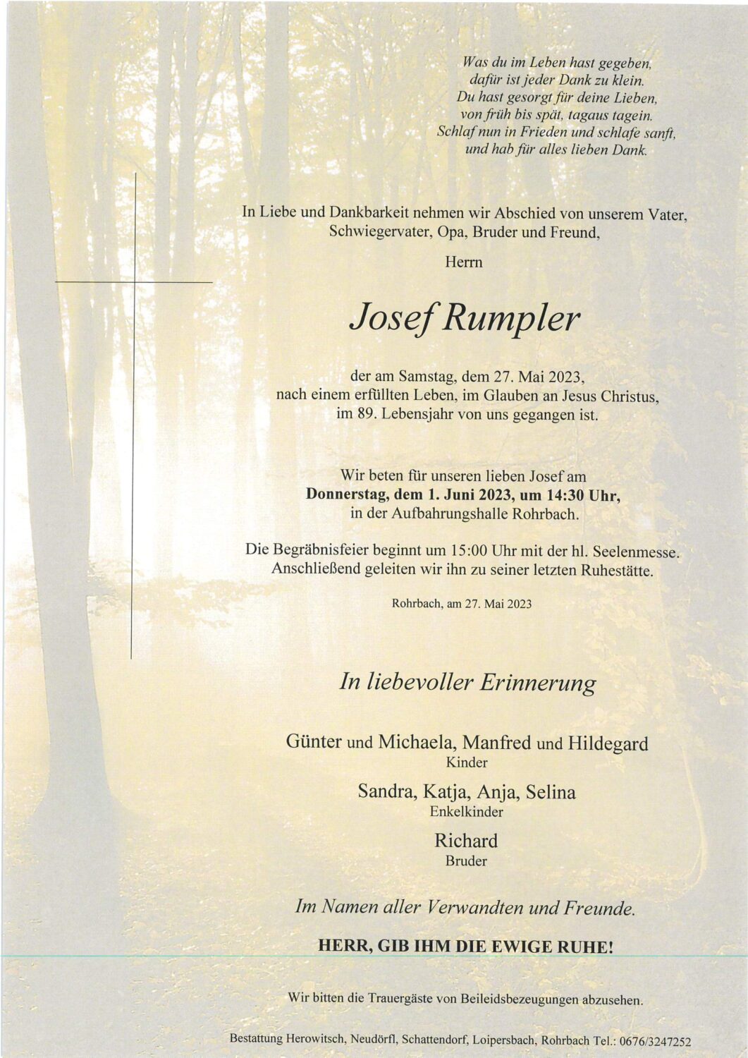 Josef Rumpler, Parte